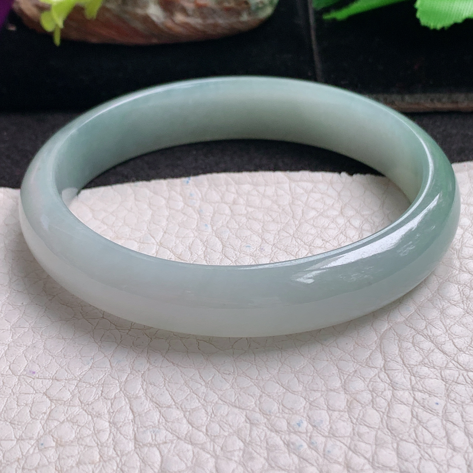 js大圈口60*12*6.5平安镯 天然缅甸翡翠a货手镯晴美正圈玉镯子