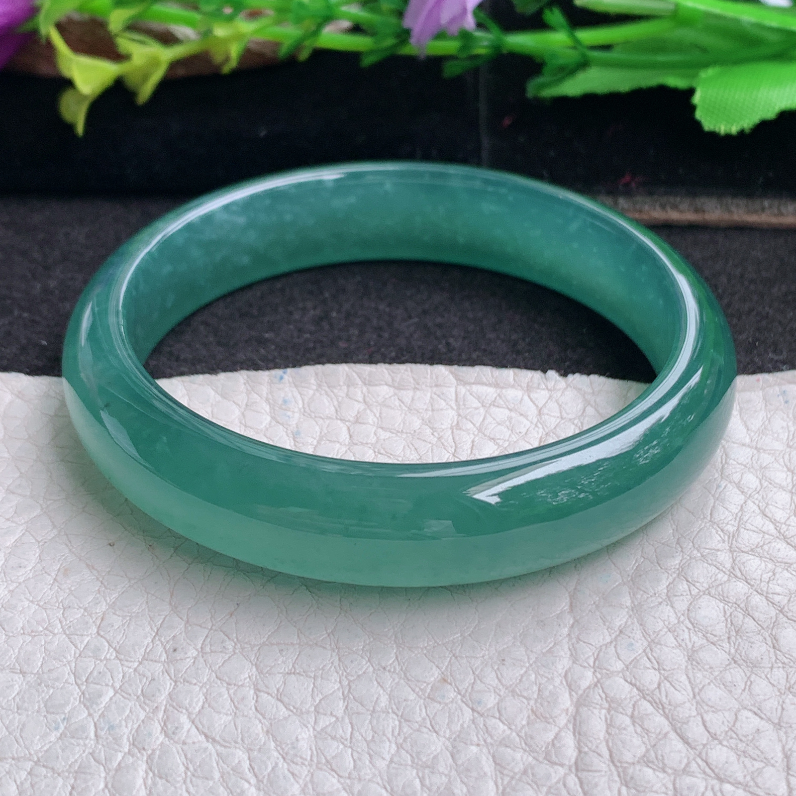 ll实拍55*12.2*6.8平安镯 天然翡翠a货手镯冰蓝韵正圈玉镯子