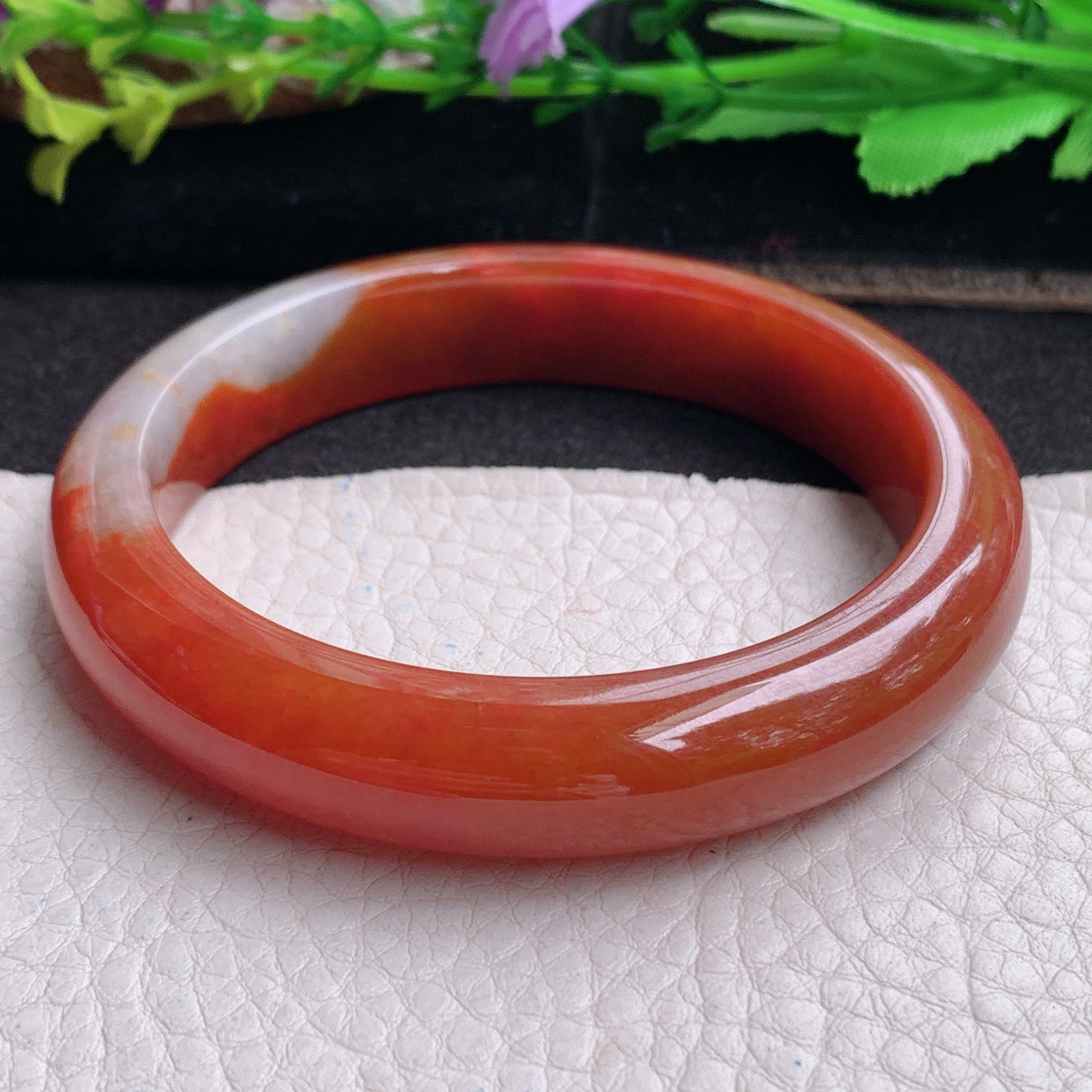 ll实拍58*12.2*8平安镯 天然缅甸翡翠a货手镯胶感红翡正圈玉镯子