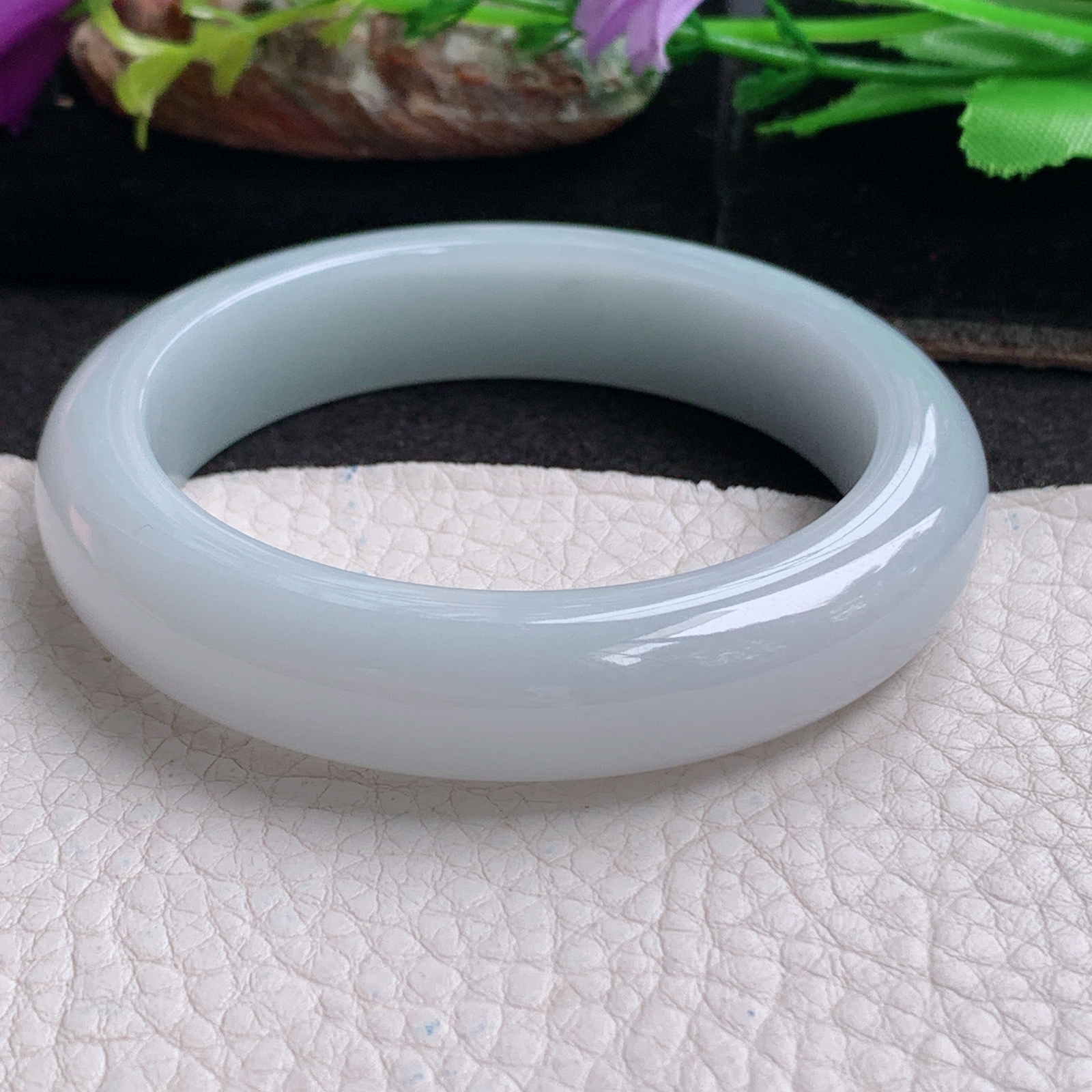 z实拍54.5*13*8.8平安镯 天然缅甸翡翠a货手镯纯美厚装正圈玉镯子