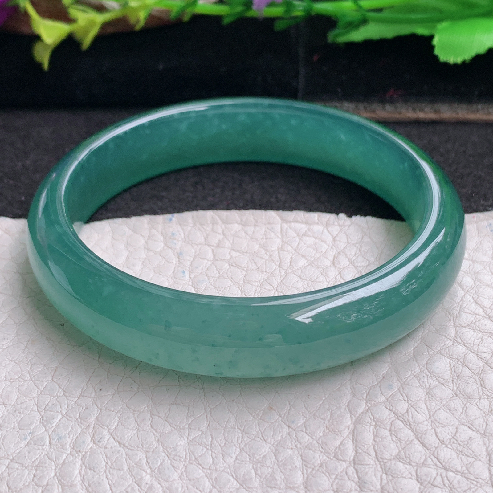 ll实拍55*12.2*6.8平安镯 天然翡翠a货手镯冰蓝韵正圈玉镯子