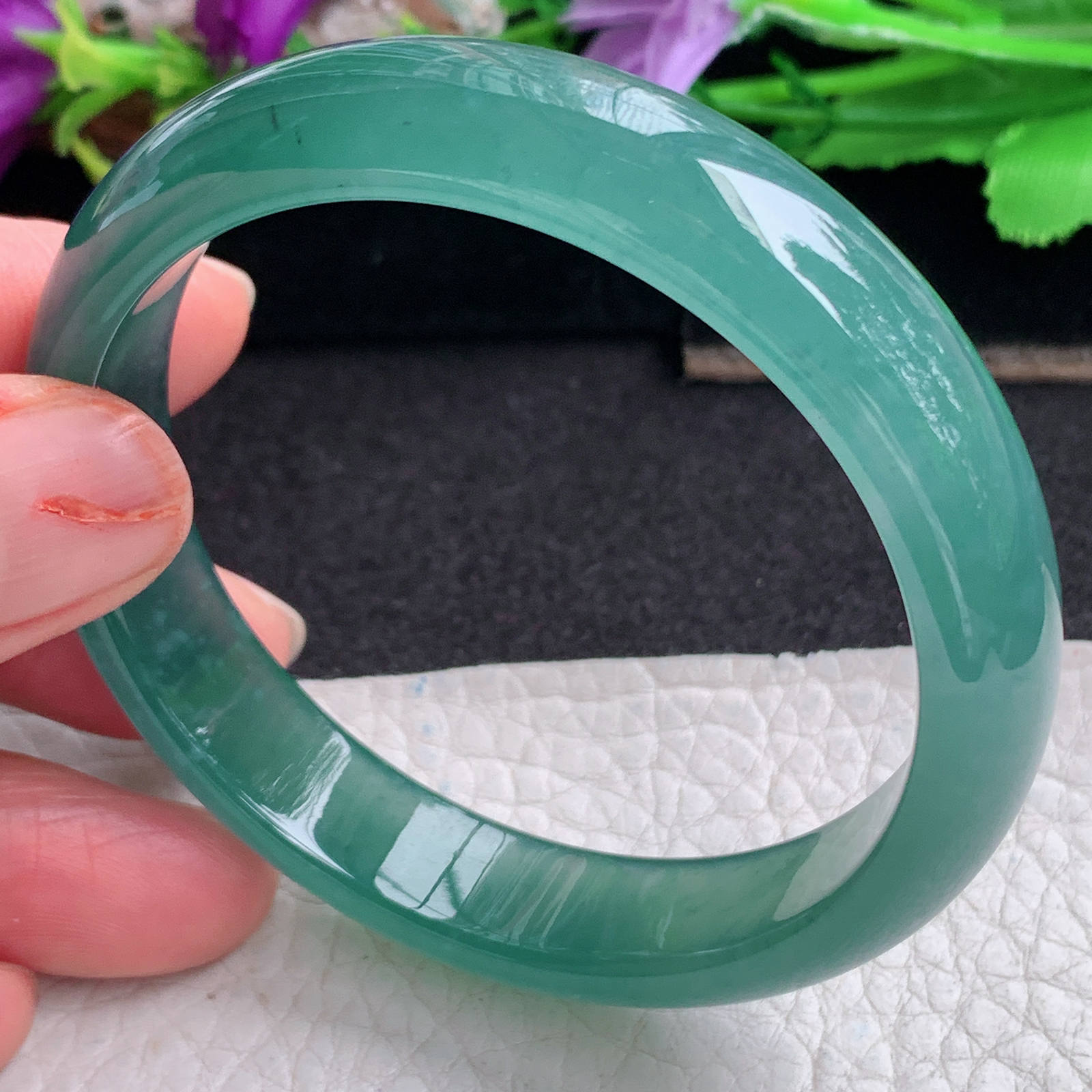 ll实拍55*12.2*6.8平安镯 天然翡翠a货手镯冰蓝韵正圈玉镯子