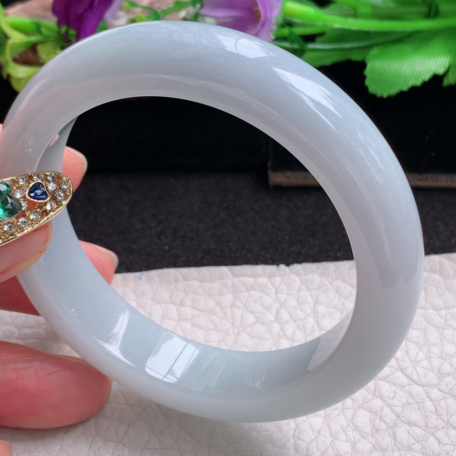 z实拍54.5*13*8.8平安镯 天然缅甸翡翠a货手镯纯美厚装正圈玉镯子