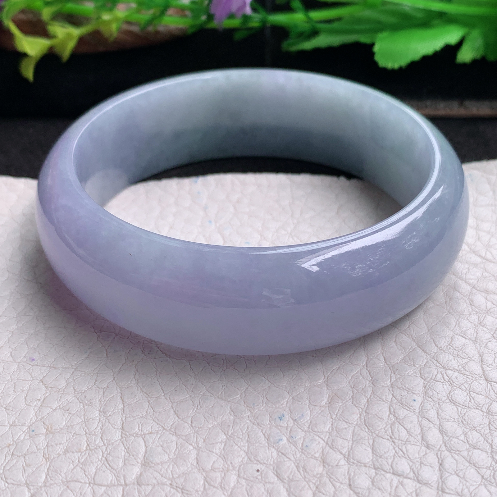 js实拍58*18.5*7.3轮胎镯 天然翡翠a货手镯胶感紫罗兰正圈玉镯子
