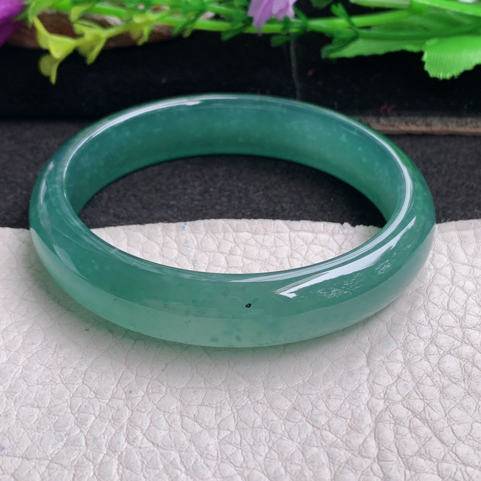 ll实拍55*12.2*6.8平安镯 天然翡翠a货手镯冰蓝韵正圈玉镯子