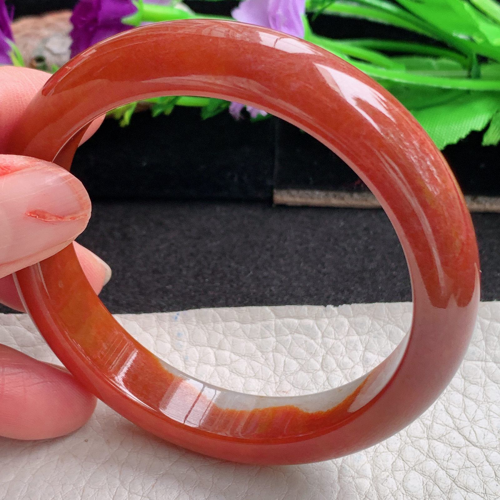 ll实拍58*12.2*8平安镯 天然缅甸翡翠a货手镯胶感红翡正圈玉镯子