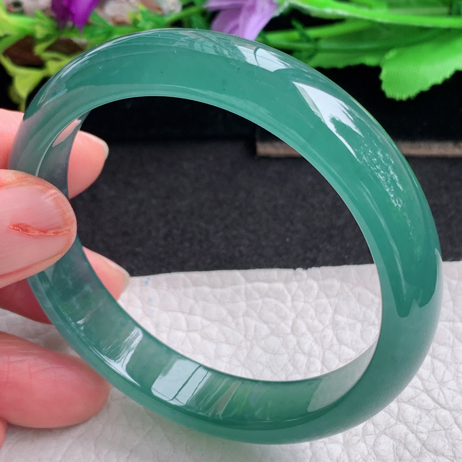 ll实拍55*12.2*6.8平安镯 天然翡翠a货手镯冰蓝韵正圈玉镯子