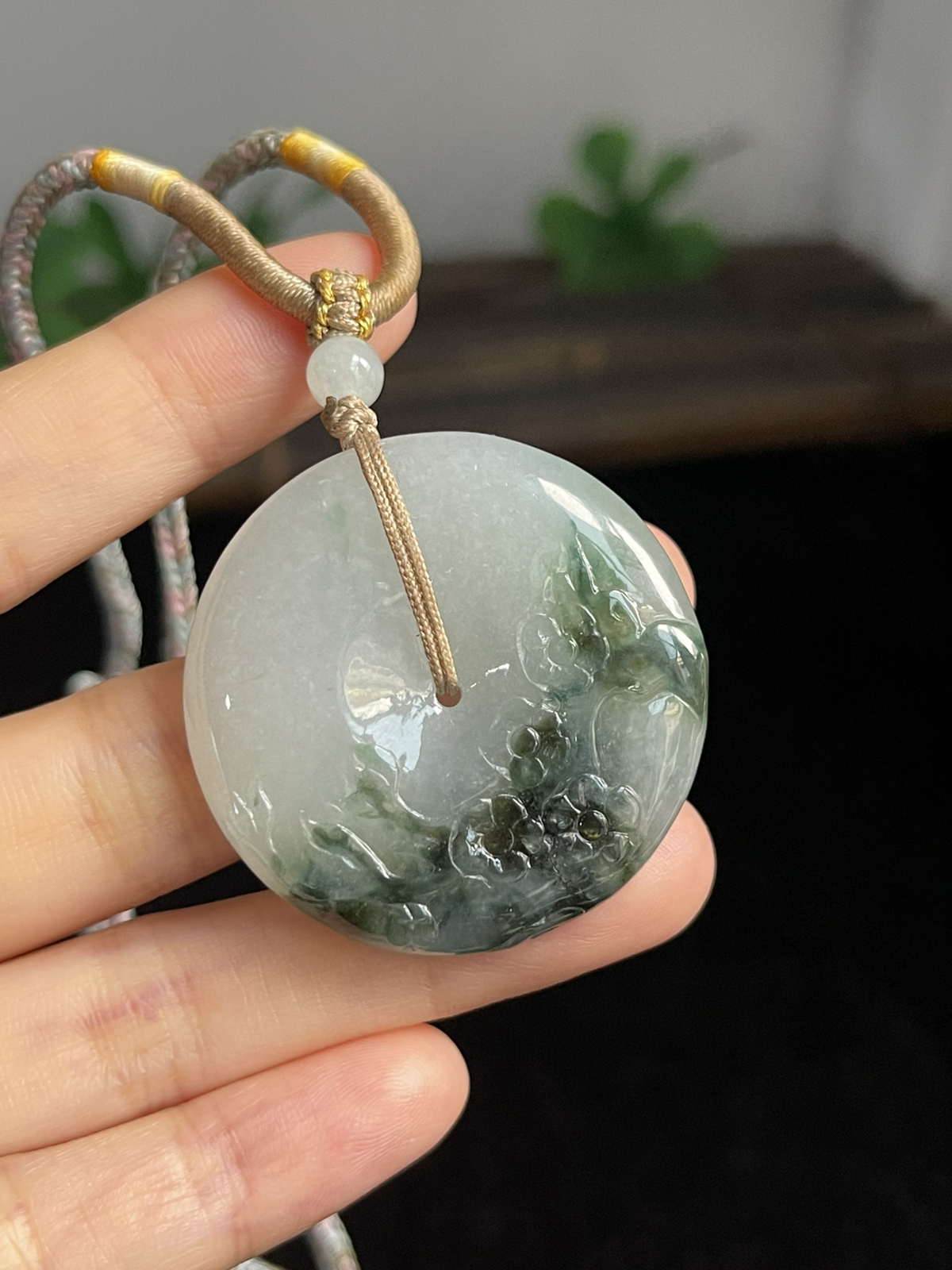 翡翠平安扣，配珠未测