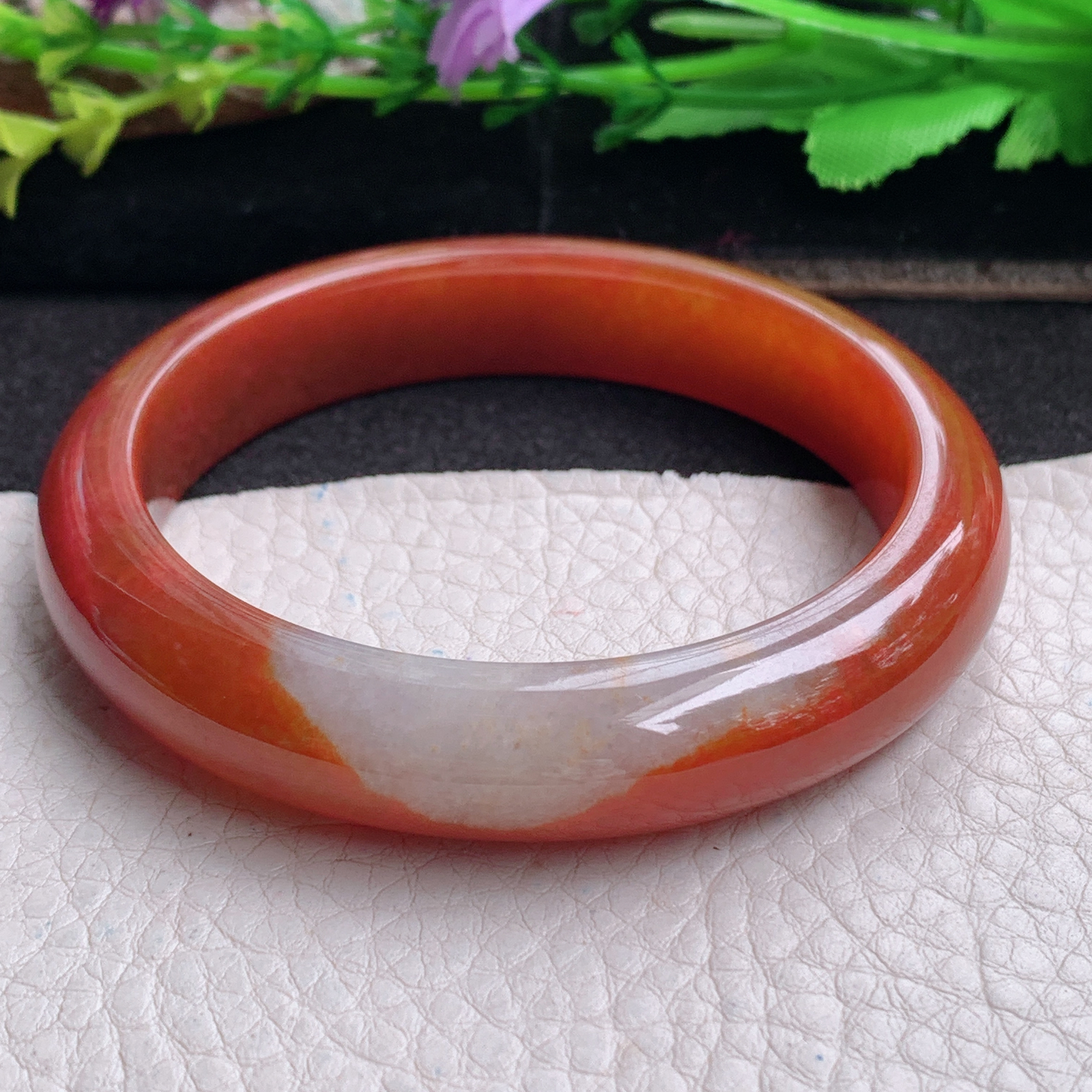ll实拍58*12.2*8平安镯 天然缅甸翡翠a货手镯胶感红翡正圈玉镯子