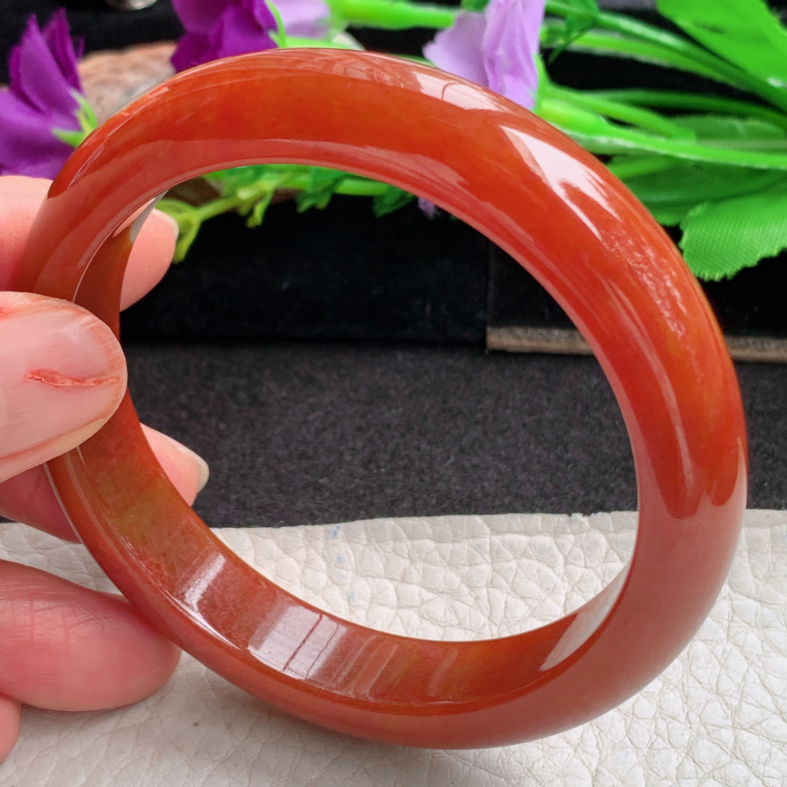 ll实拍58*12.2*8平安镯 天然缅甸翡翠a货手镯胶感红翡正圈玉镯子