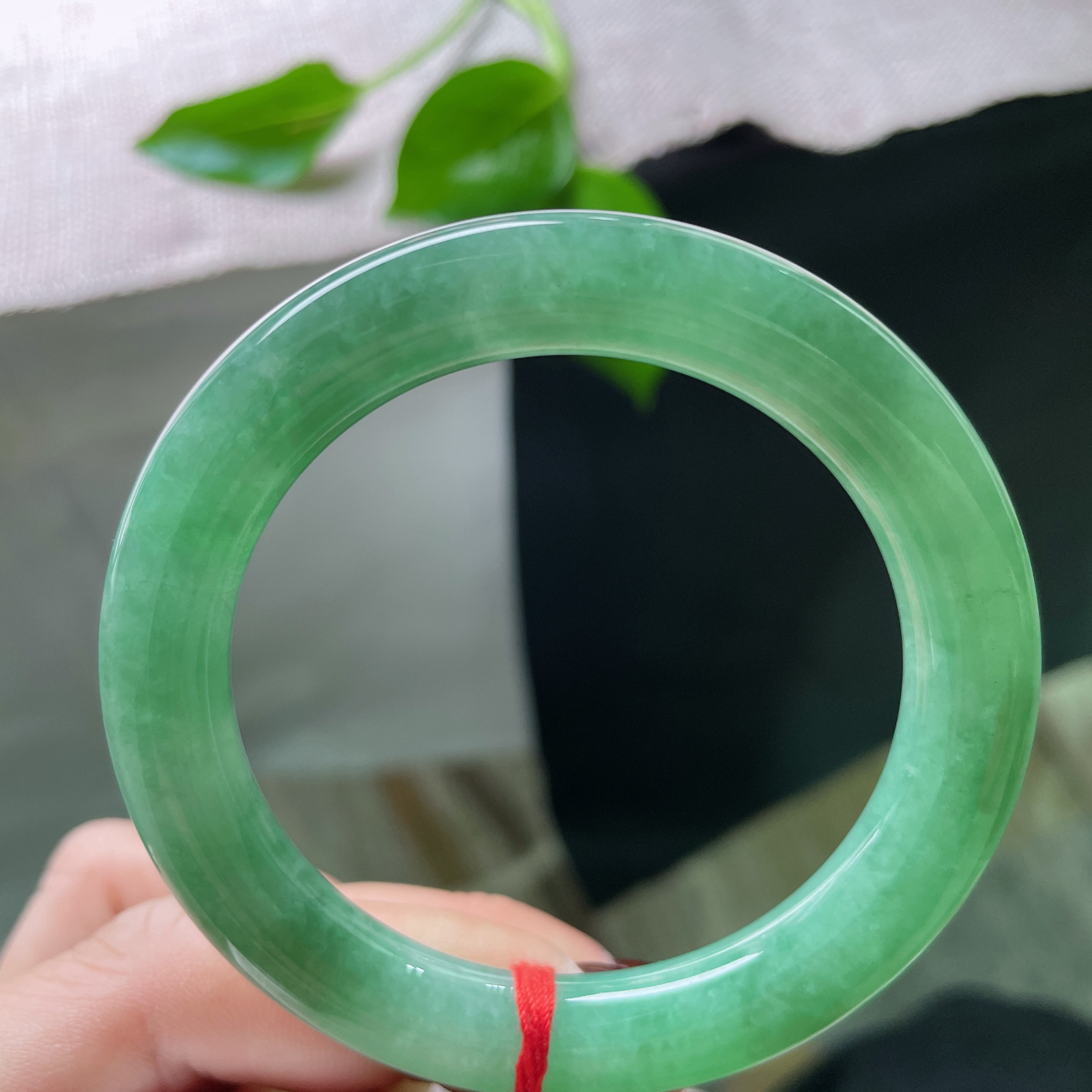 52.3/9.6绿底圆条，水润细腻，种老，翠色伊人，自带贵气，皮纹..