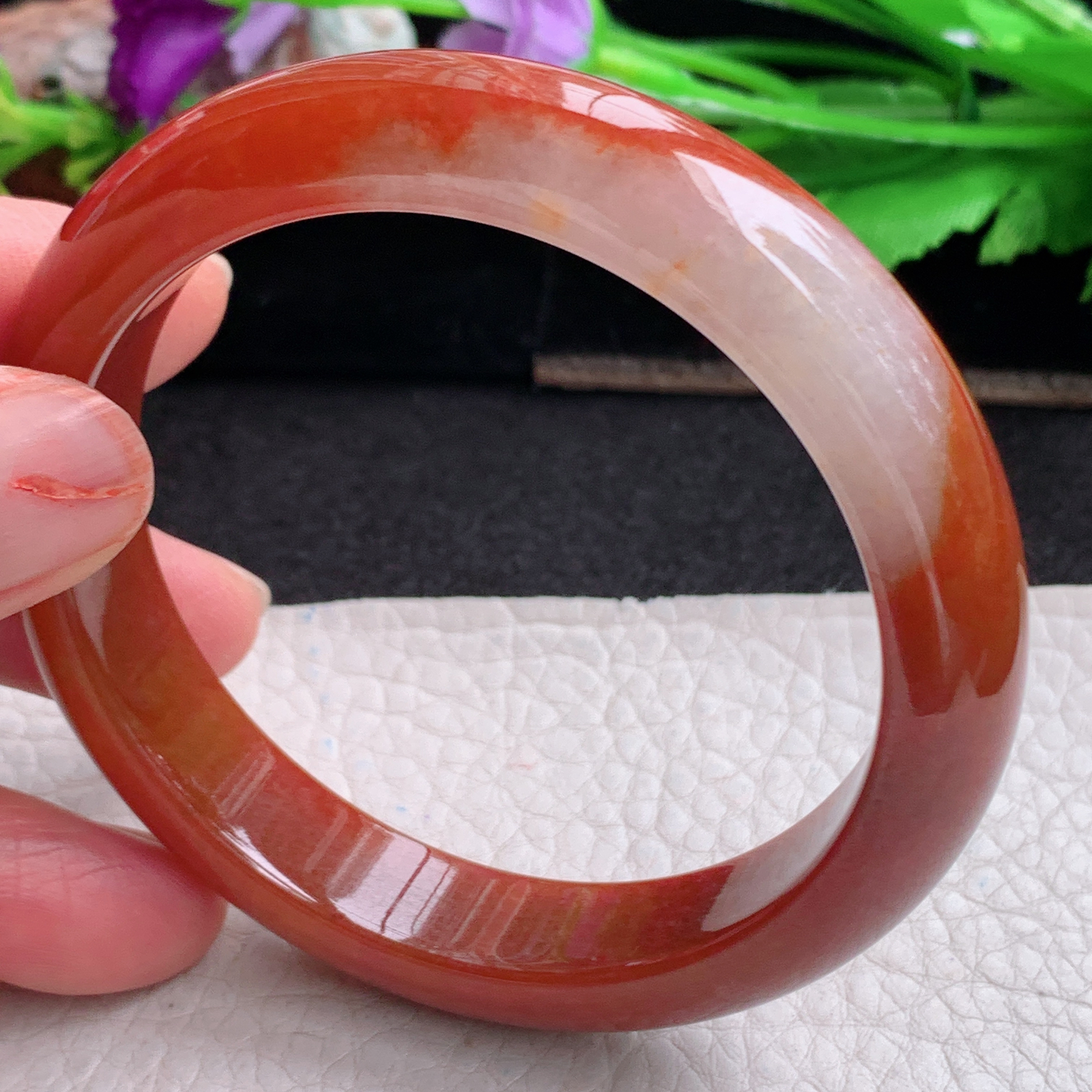 ll实拍58*12.2*8平安镯 天然缅甸翡翠a货手镯胶感红翡正圈玉镯子