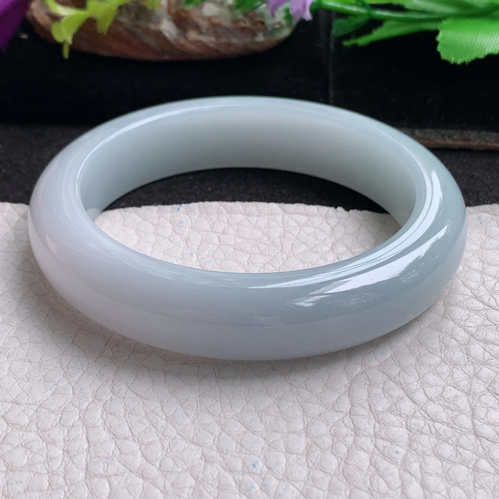 z实拍54.5*13*8.8平安镯 天然缅甸翡翠a货手镯纯美厚装正圈玉镯子