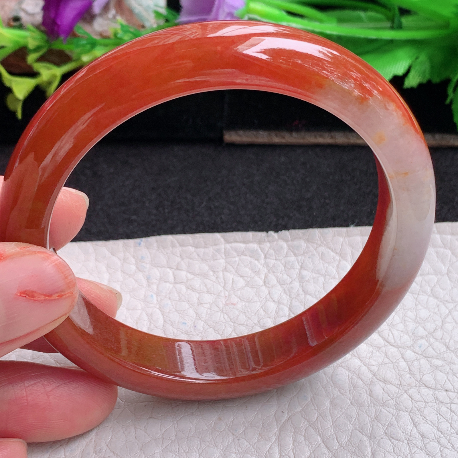 ll实拍58*12.2*8平安镯 天然缅甸翡翠a货手镯胶感红翡正圈玉镯子