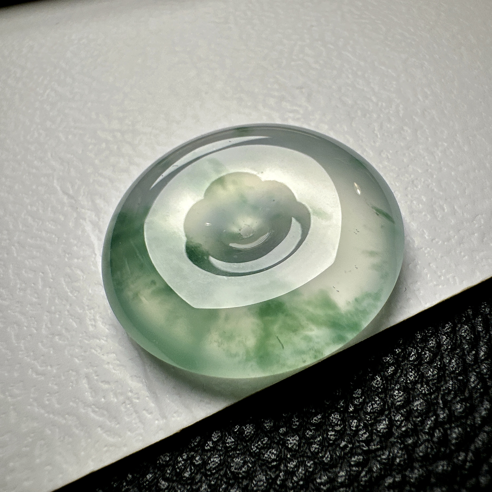 【冰种飘花平安扣】网红扣，质地非常细腻干净，冰润十足，种老冰透，收藏品质