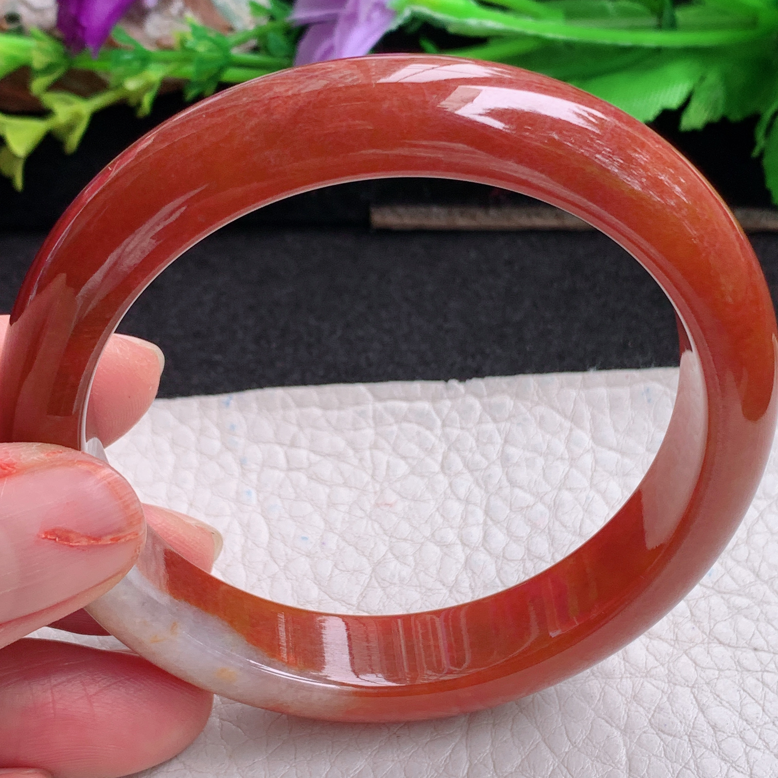 ll实拍58*12.2*8平安镯 天然缅甸翡翠a货手镯胶感红翡正圈玉镯子