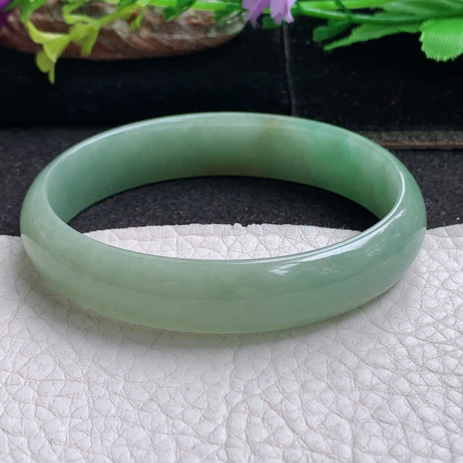 ee实拍56*48*12.2*5.2贵妃镯 天然缅甸翡翠a货手镯双彩蛋形玉镯子