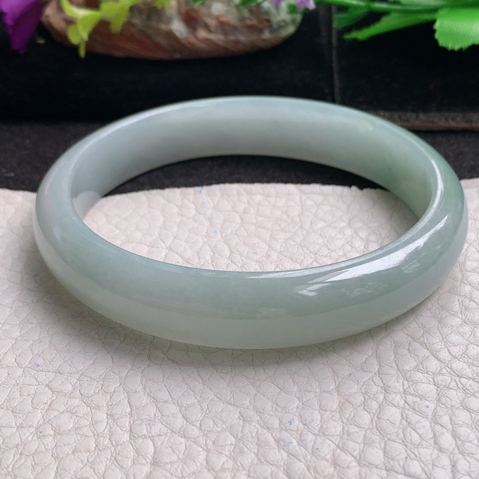 js大圈口60*12*6.5平安镯 天然缅甸翡翠a货手镯晴美正圈玉镯子