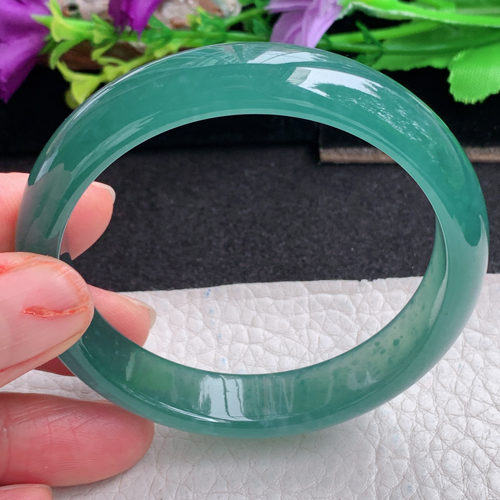 ll实拍55*12.2*6.8平安镯 天然翡翠a货手镯冰蓝韵正圈玉镯子