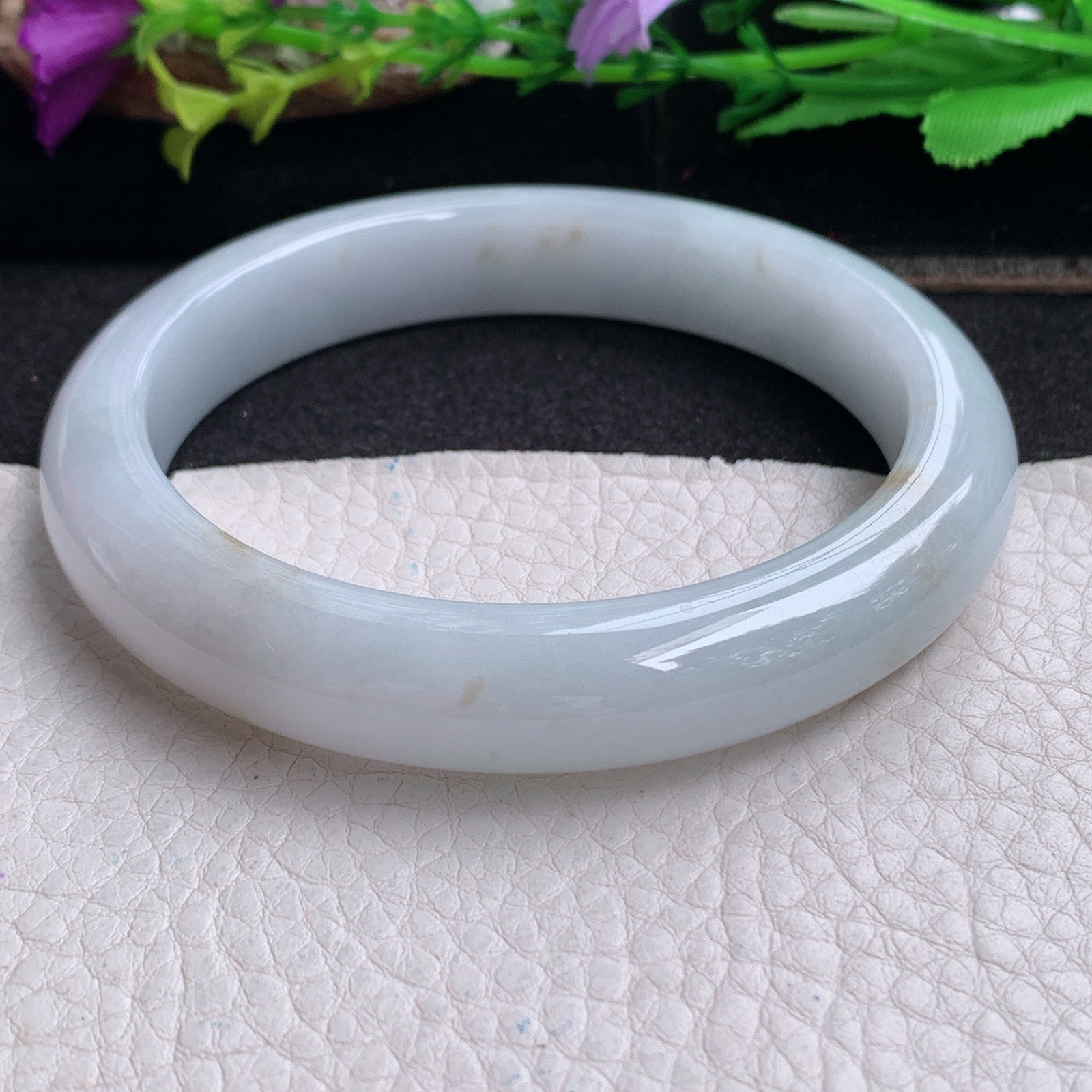 ll大圈口63.5*12.5*9.5平安镯 天然缅甸翡翠a货手镯飘花大气正圈玉镯子