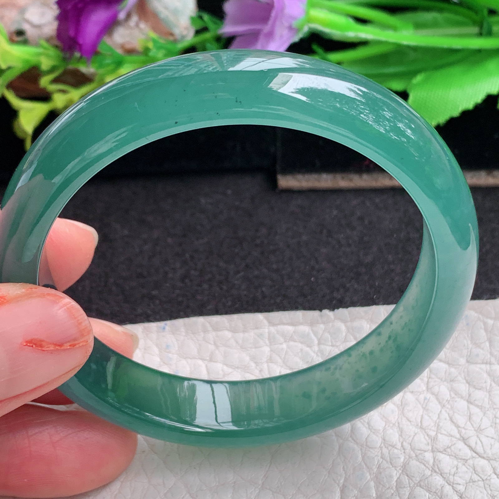 ll实拍55*12.2*6.8平安镯 天然翡翠a货手镯冰蓝韵正圈玉镯子