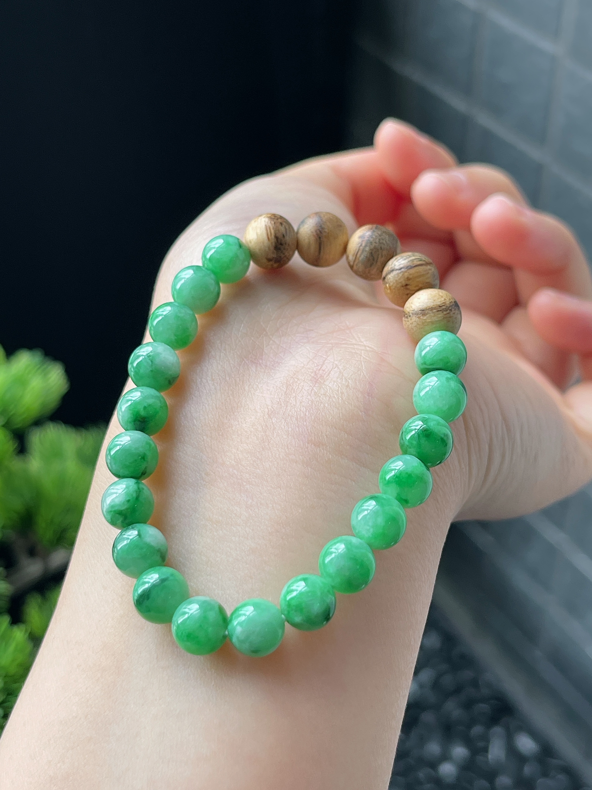 翡翠满绿色手链