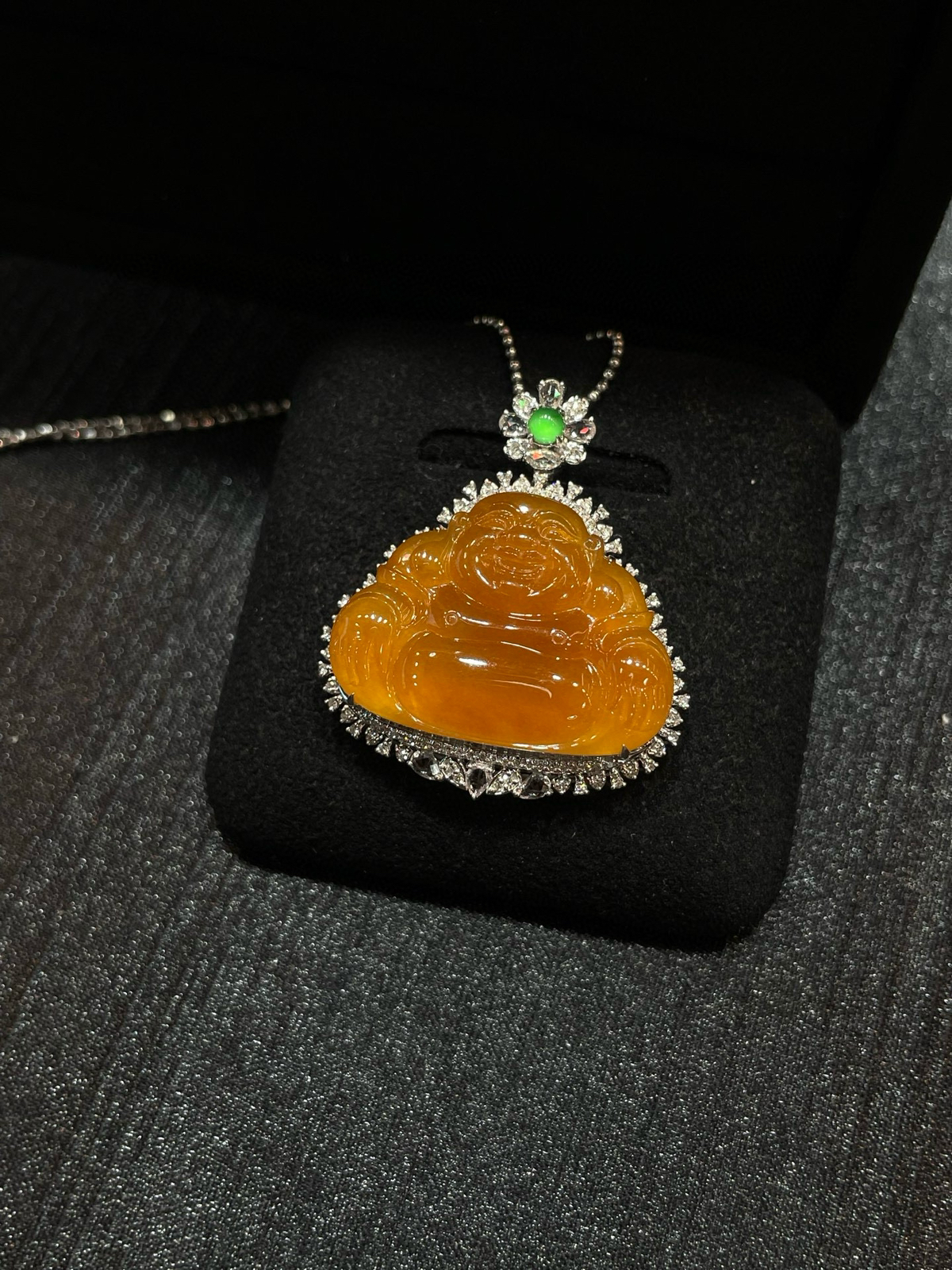 冰种 黄翡 大尺寸 佛公吊坠