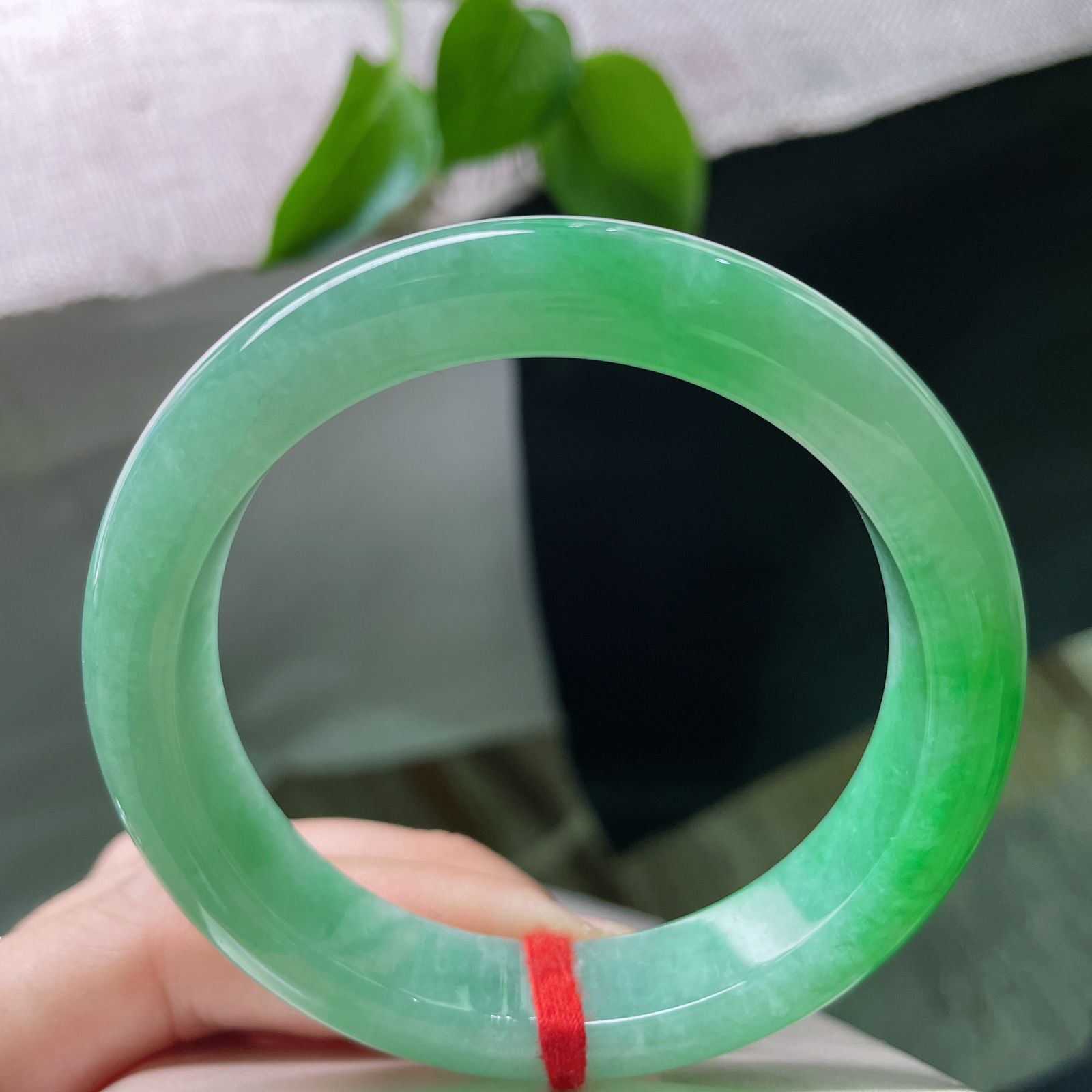 54.5/12.1/8.6，阳绿正圈，俏丽若三春之桃，水头好，种老，瑰姿艳逸..