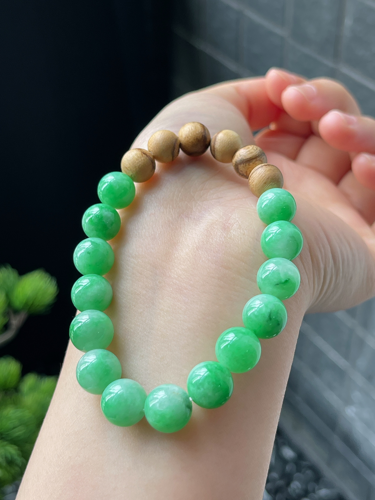 翡翠满绿色手链