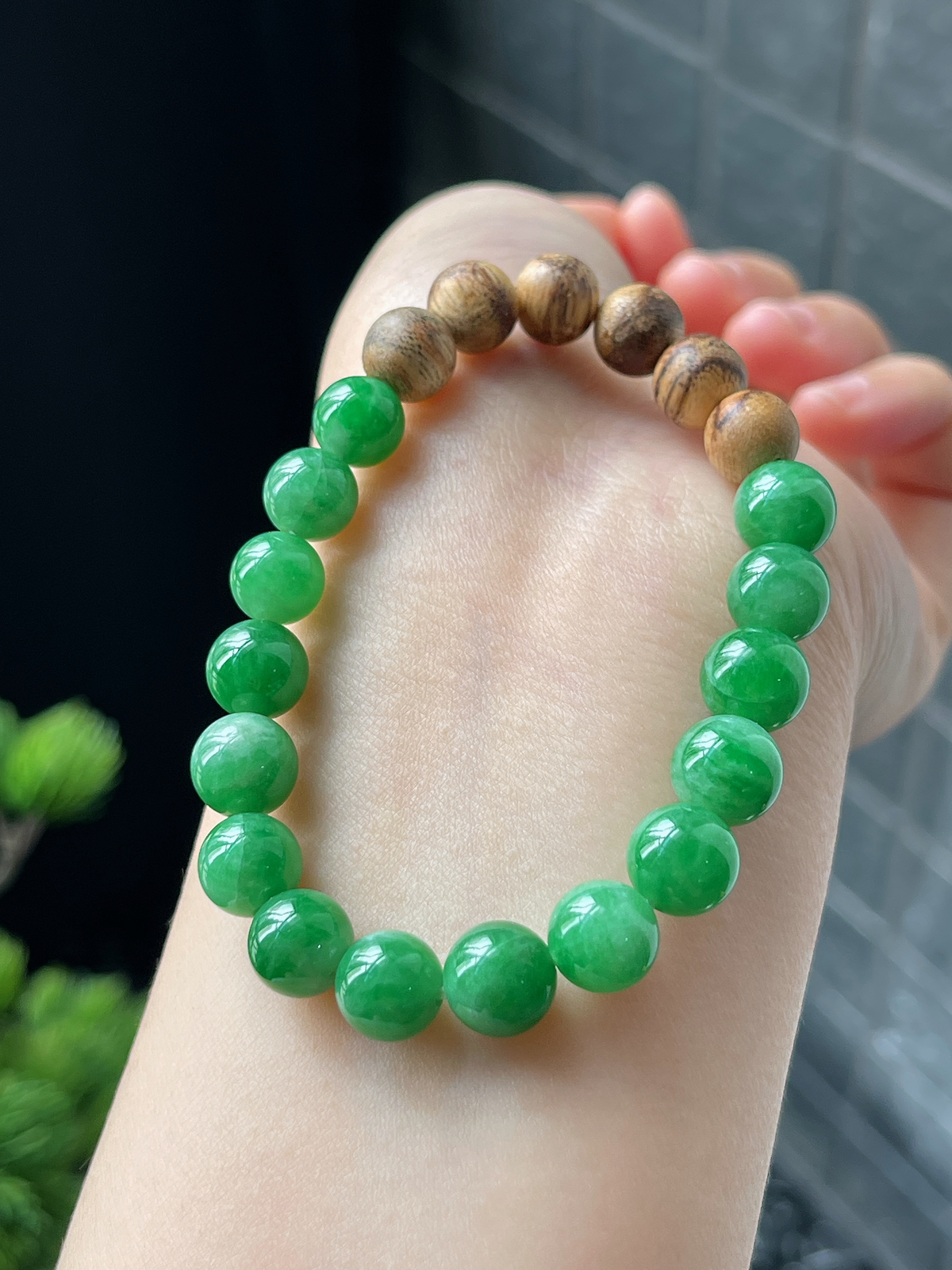 翡翠满绿色手链
