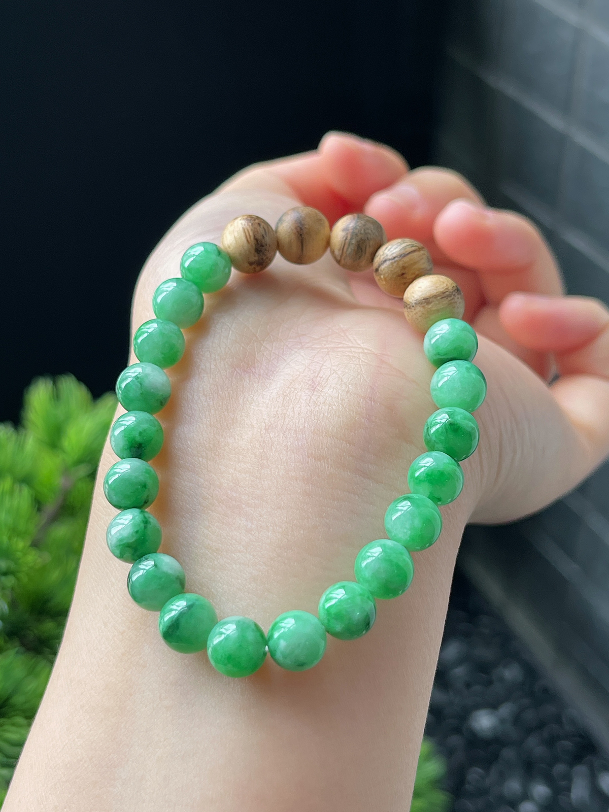 翡翠满绿色手链