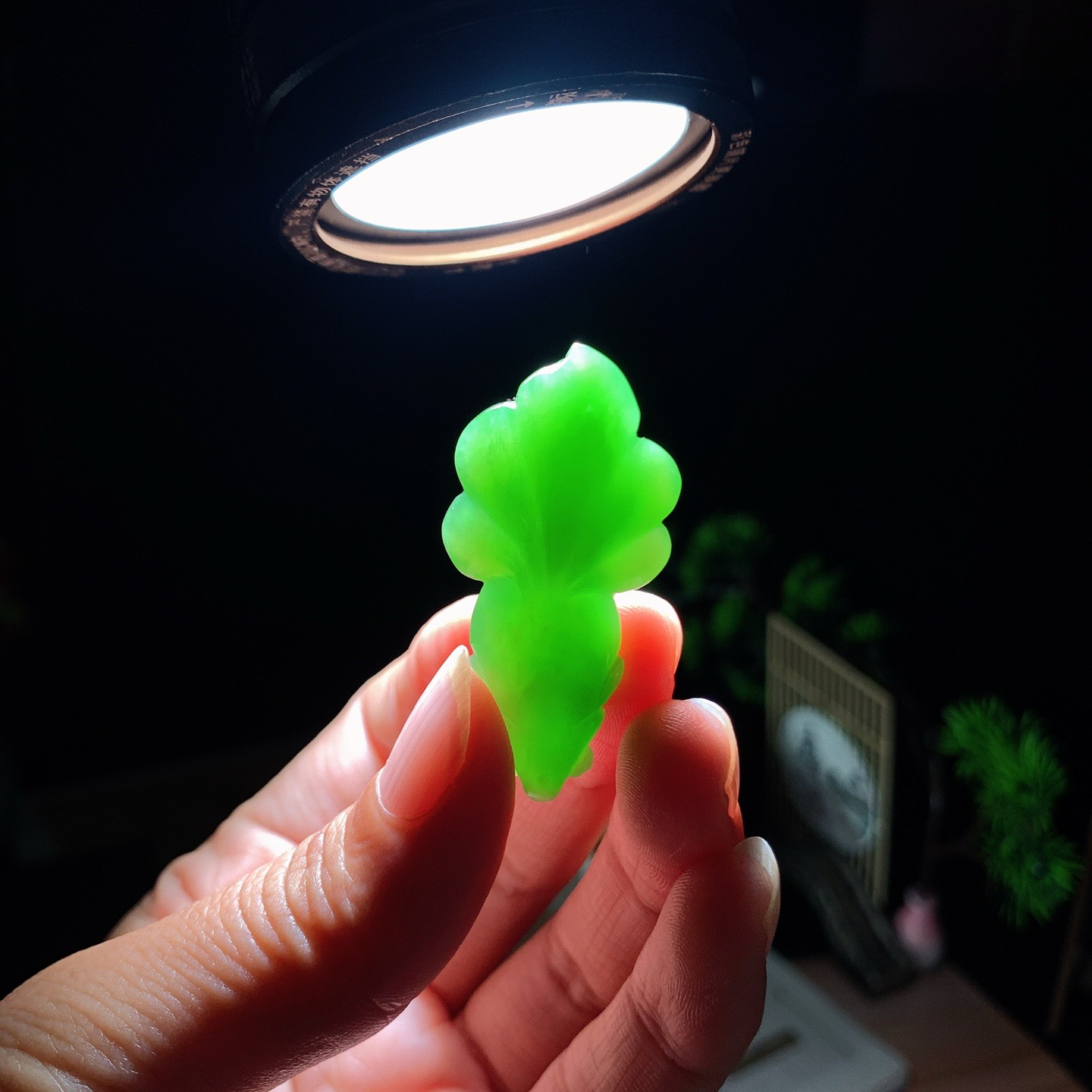 和田玉阳绿俄罗斯碧玉金玉满堂金鱼挂件 尺寸43/21/10重11克 玉质细腻油润 底色纯净 脂粉好，品质好。lt260402