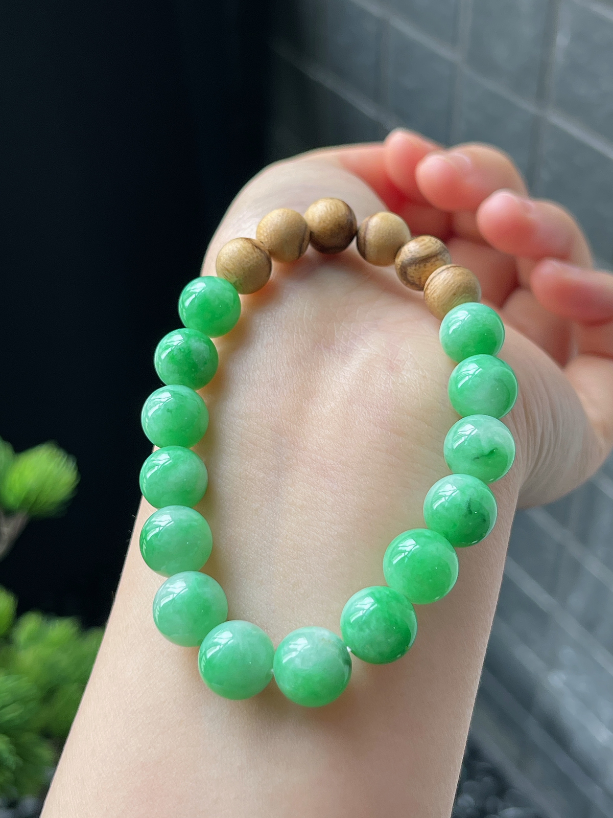 翡翠满绿色手链