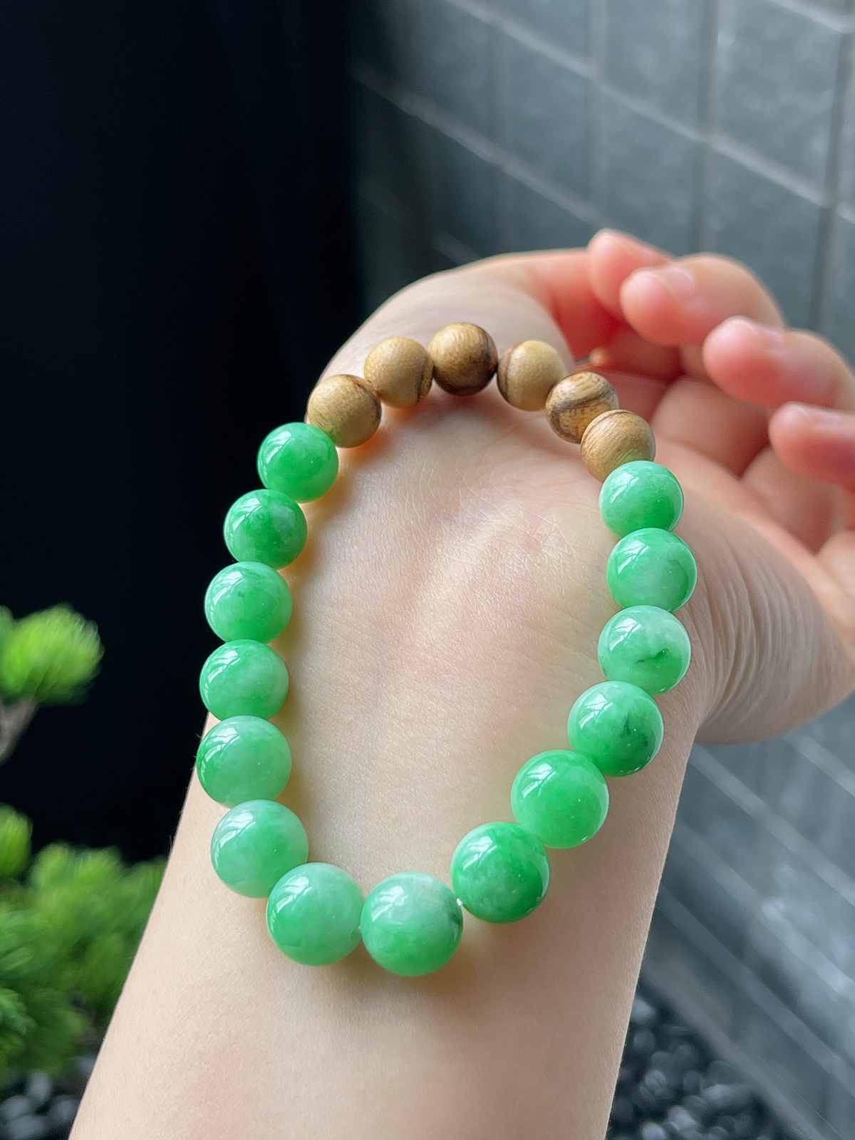 翡翠满绿色手链