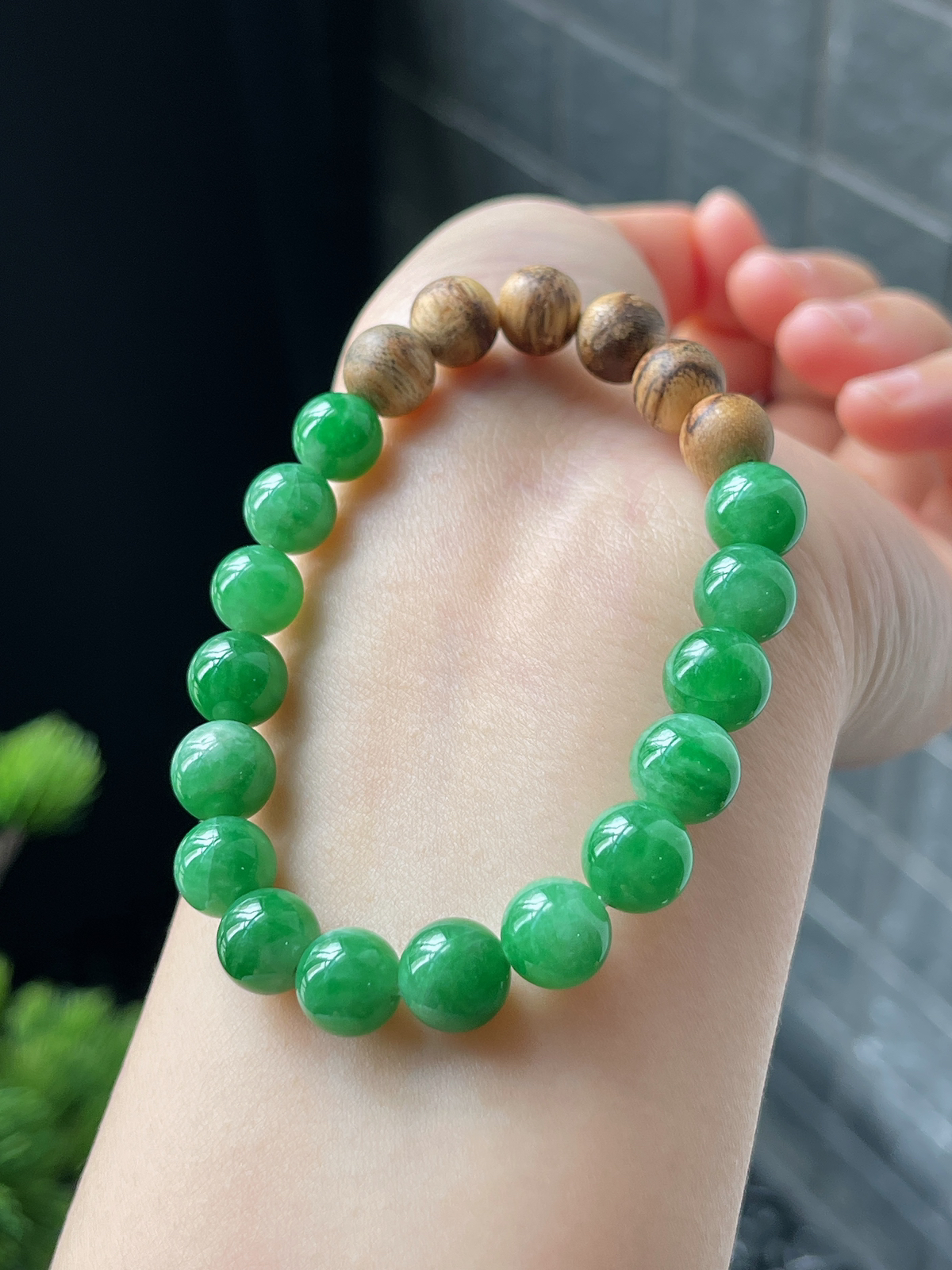 翡翠满绿色手链