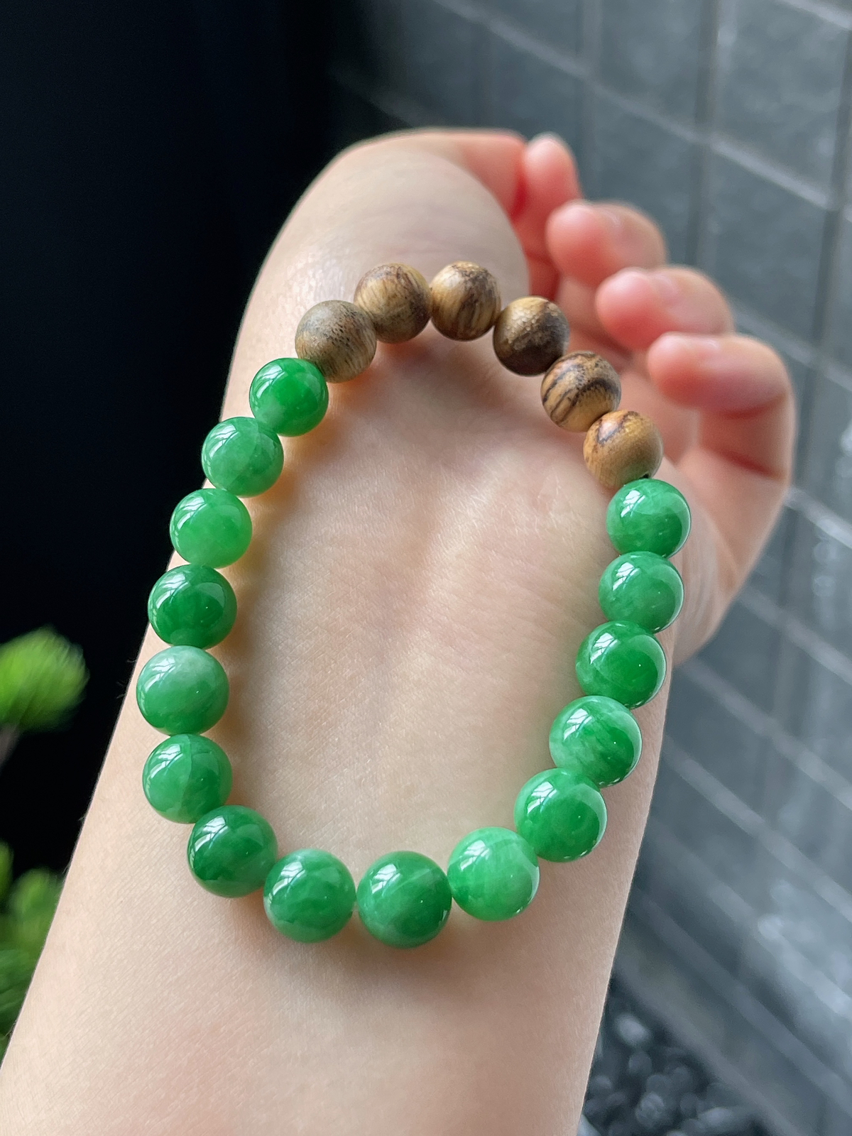 翡翠满绿色手链