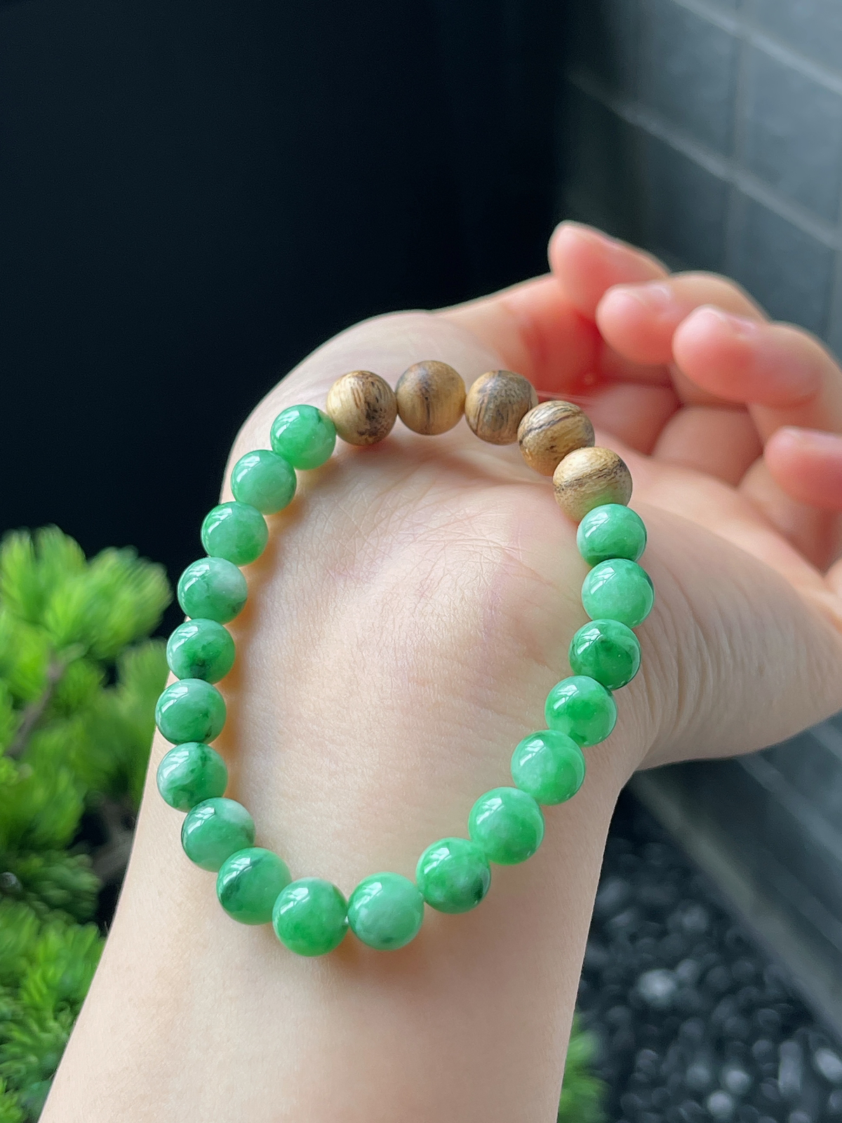 翡翠满绿色手链