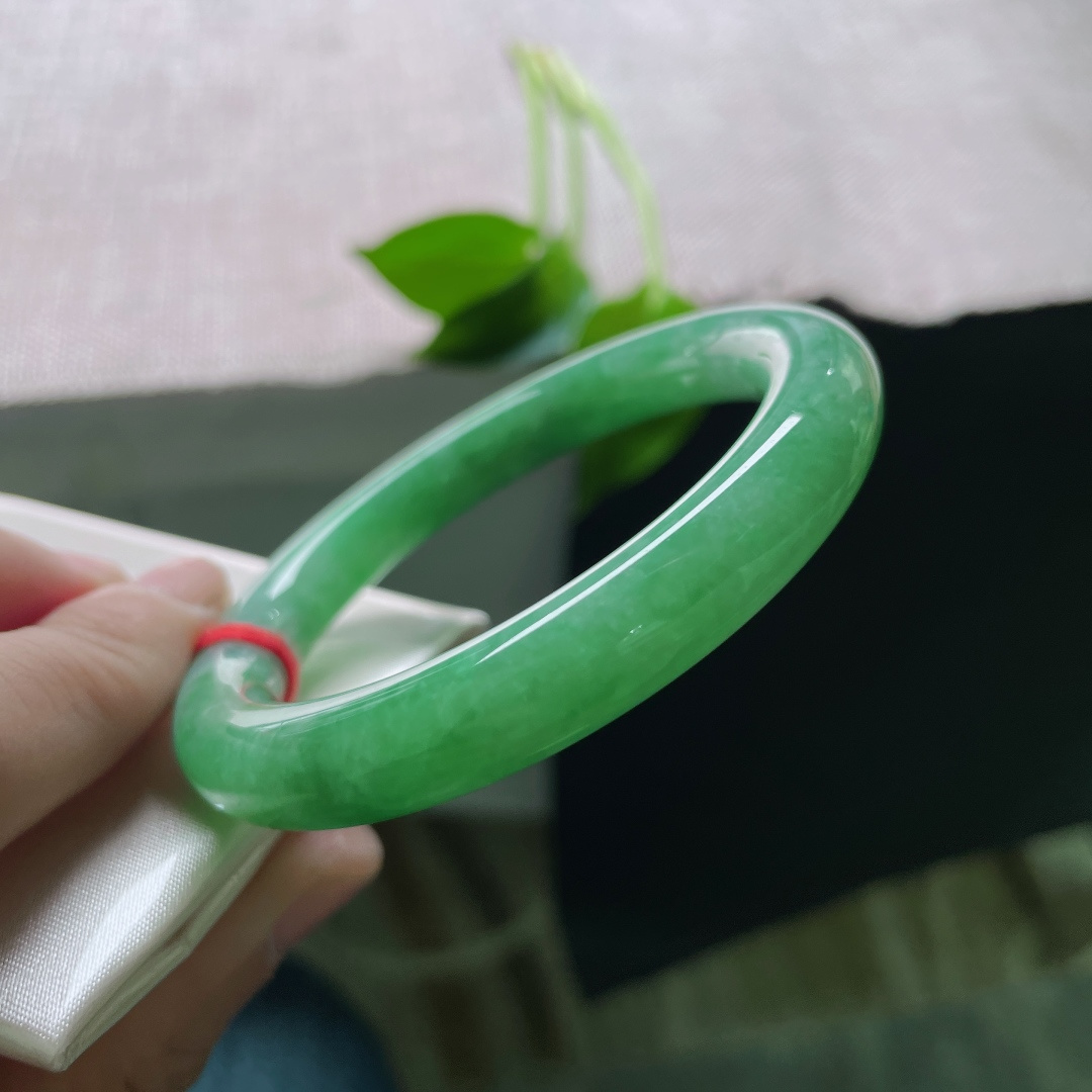 53.5/9.5绿底圆条，浓得化不开的绿，是雨林深处最沉静的那口呼吸。皮纹，ss49436a