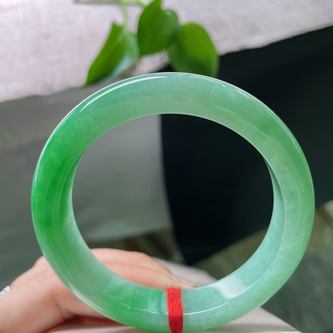 54.5/12.1/8.6，阳绿正圈，俏丽若三春之桃，水头好，种老，瑰姿艳逸