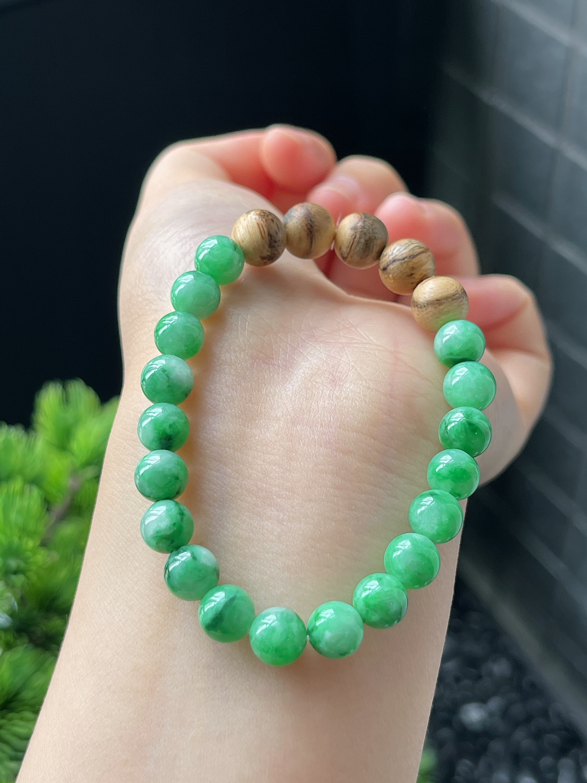 翡翠满绿色手链