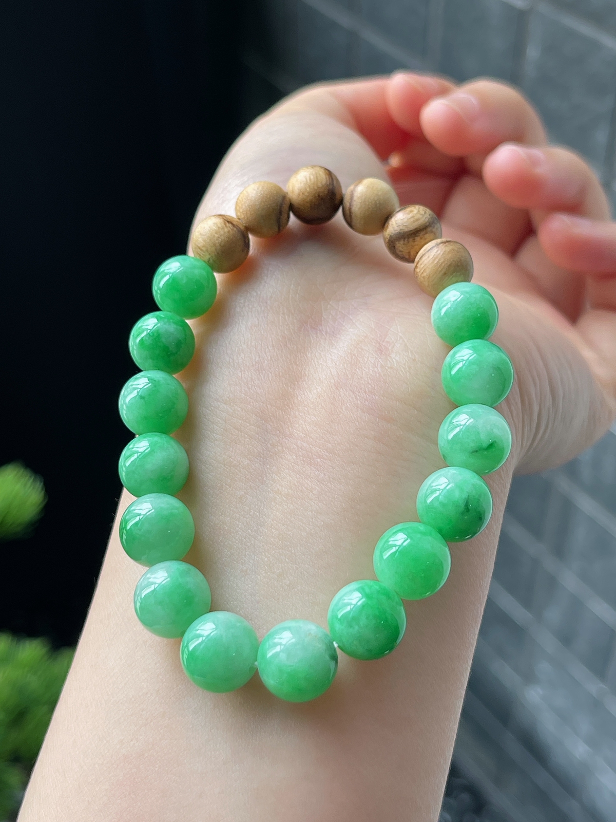 翡翠满绿色手链