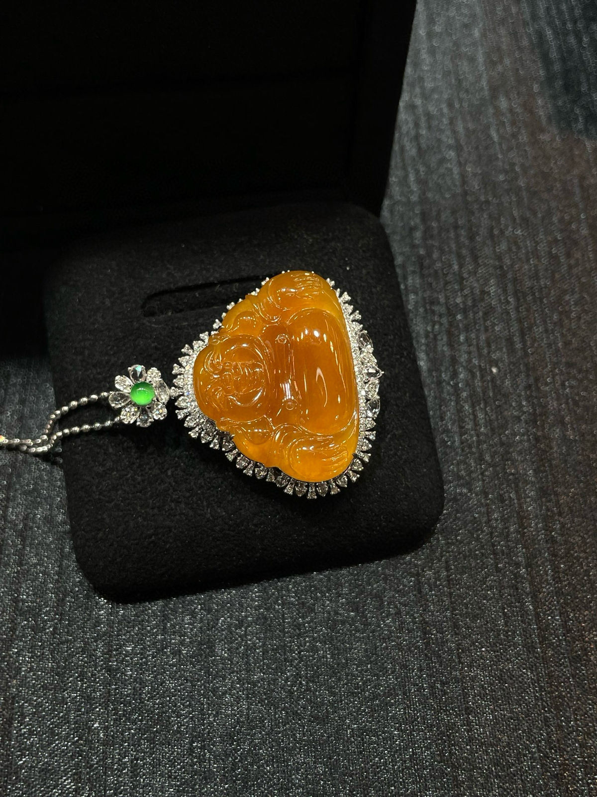 冰种 黄翡 大尺寸 佛公吊坠