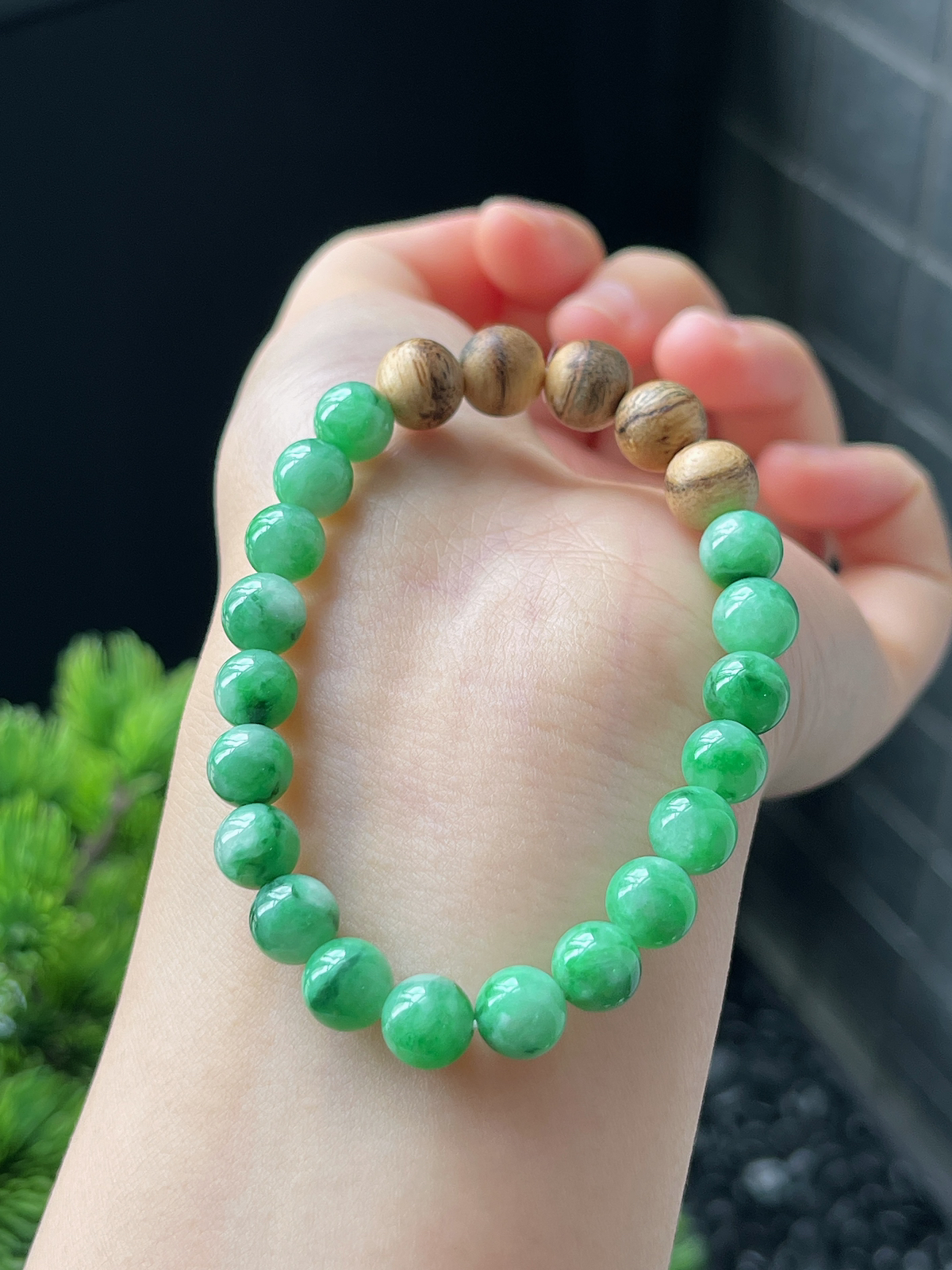 翡翠满绿色手链