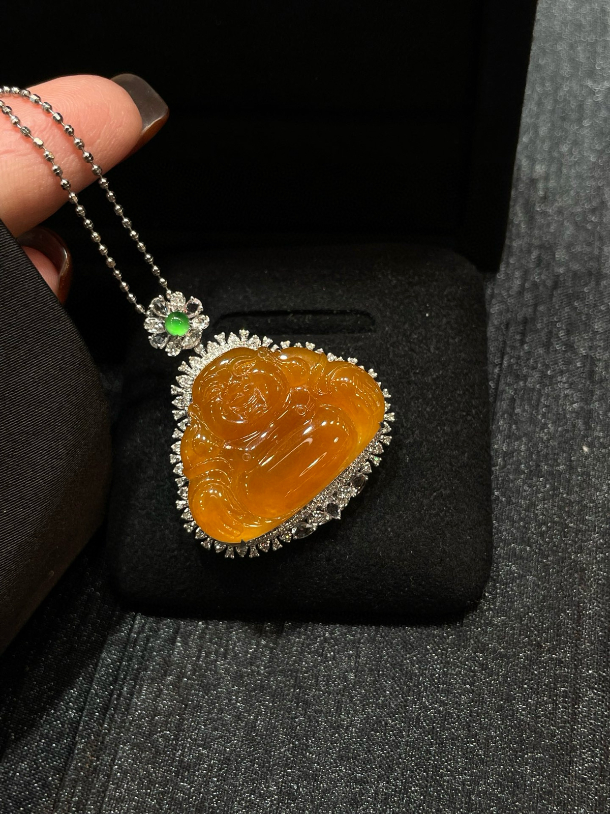 冰种 黄翡 大尺寸 佛公吊坠