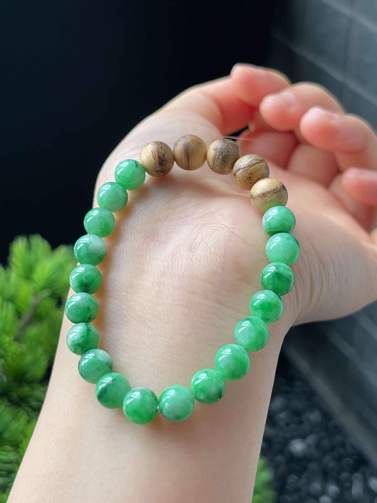 翡翠满绿色手链