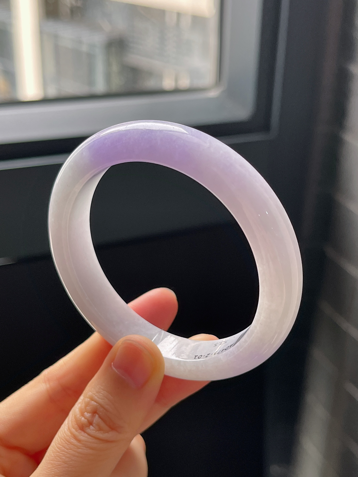 正圈53.5圈口，翡翠糯化种紫色手镯