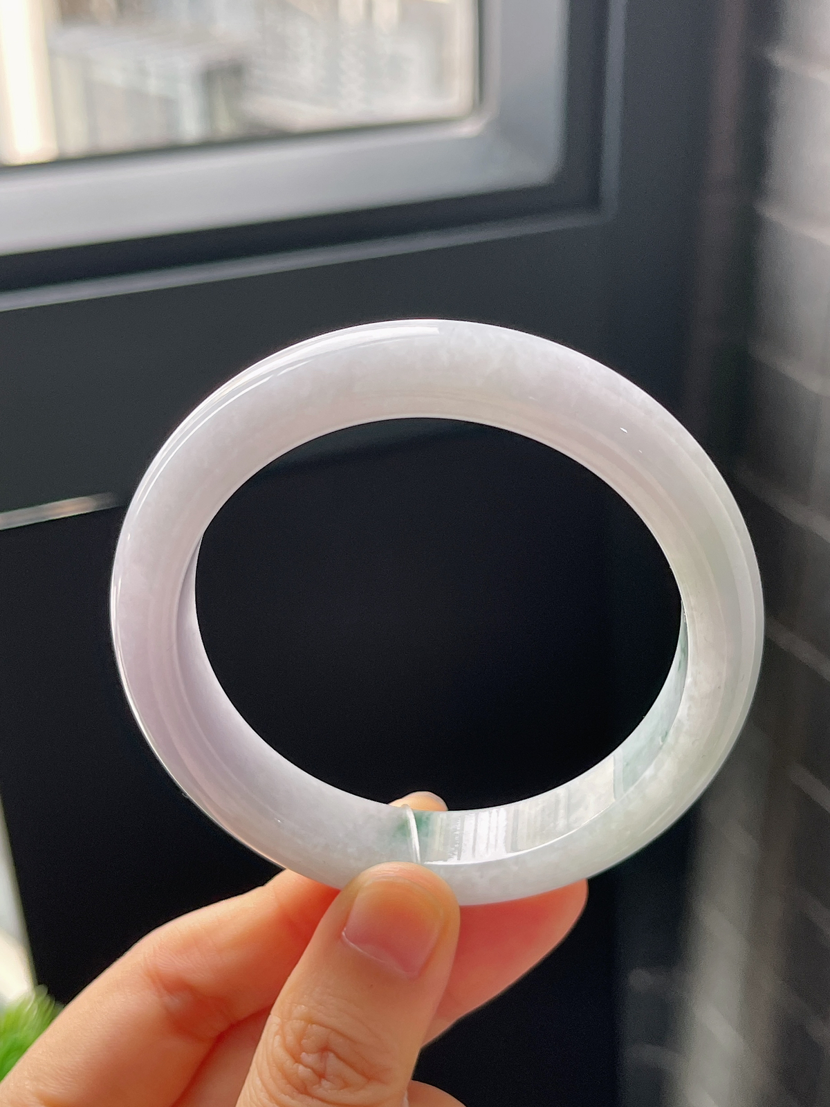 正圈56.5圈口，翡翠糯化种春带彩手镯