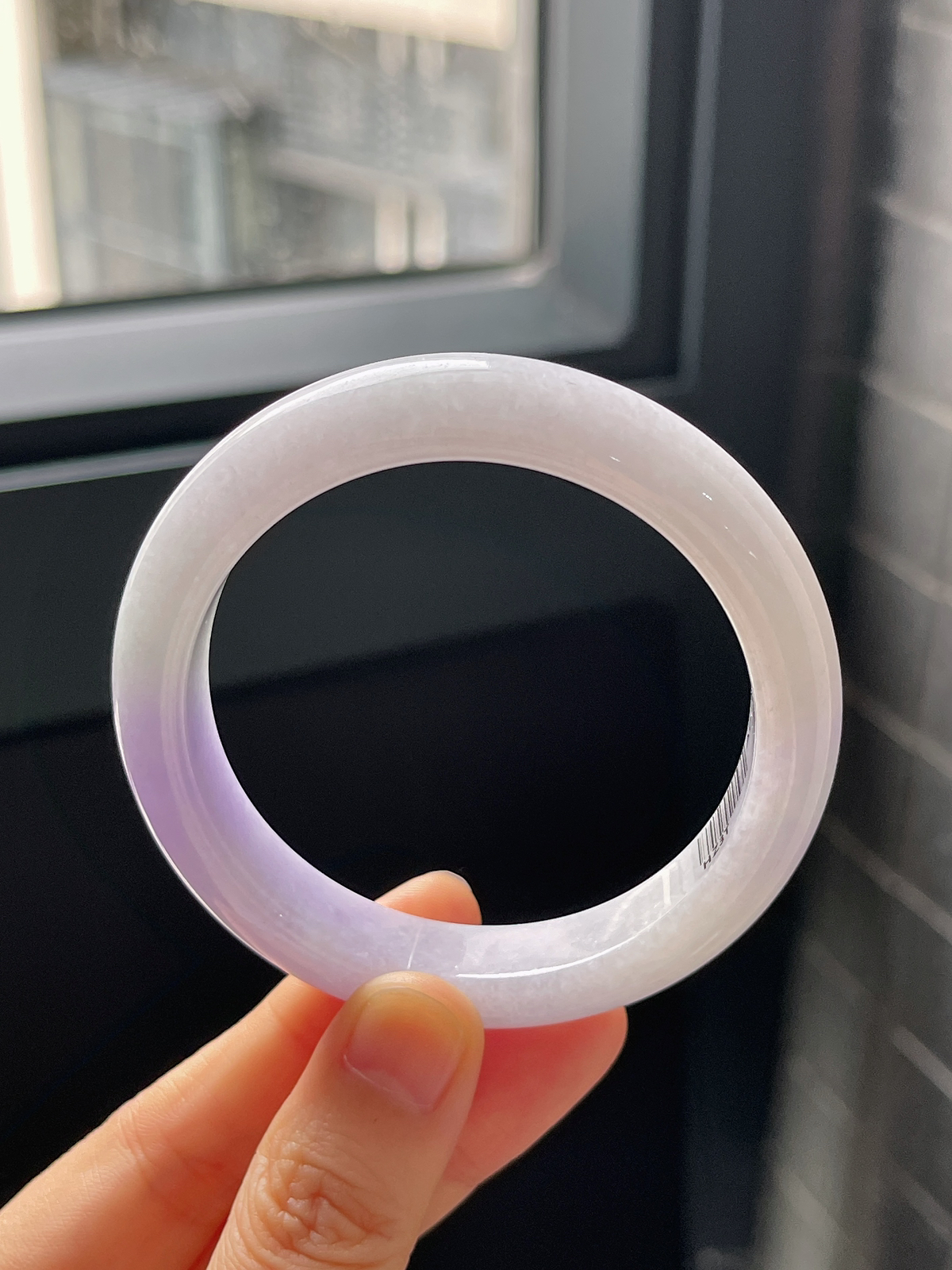 正圈53.5圈口，翡翠糯化种紫色手镯