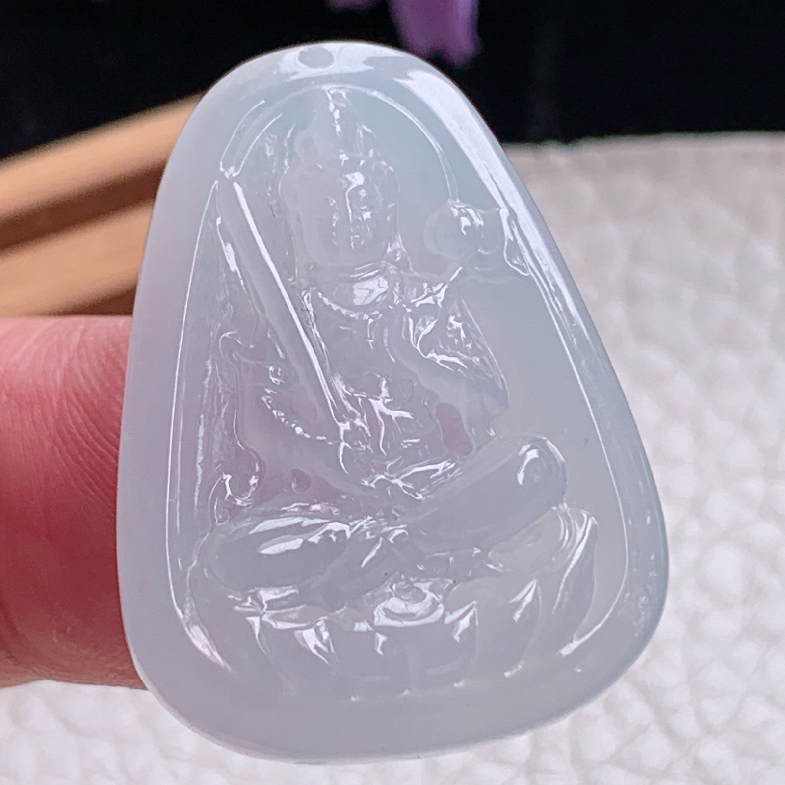 ktj实拍34*25*5.5天然缅甸翡翠冰透虚空藏观音菩萨小吊坠生肖守护神玉坠