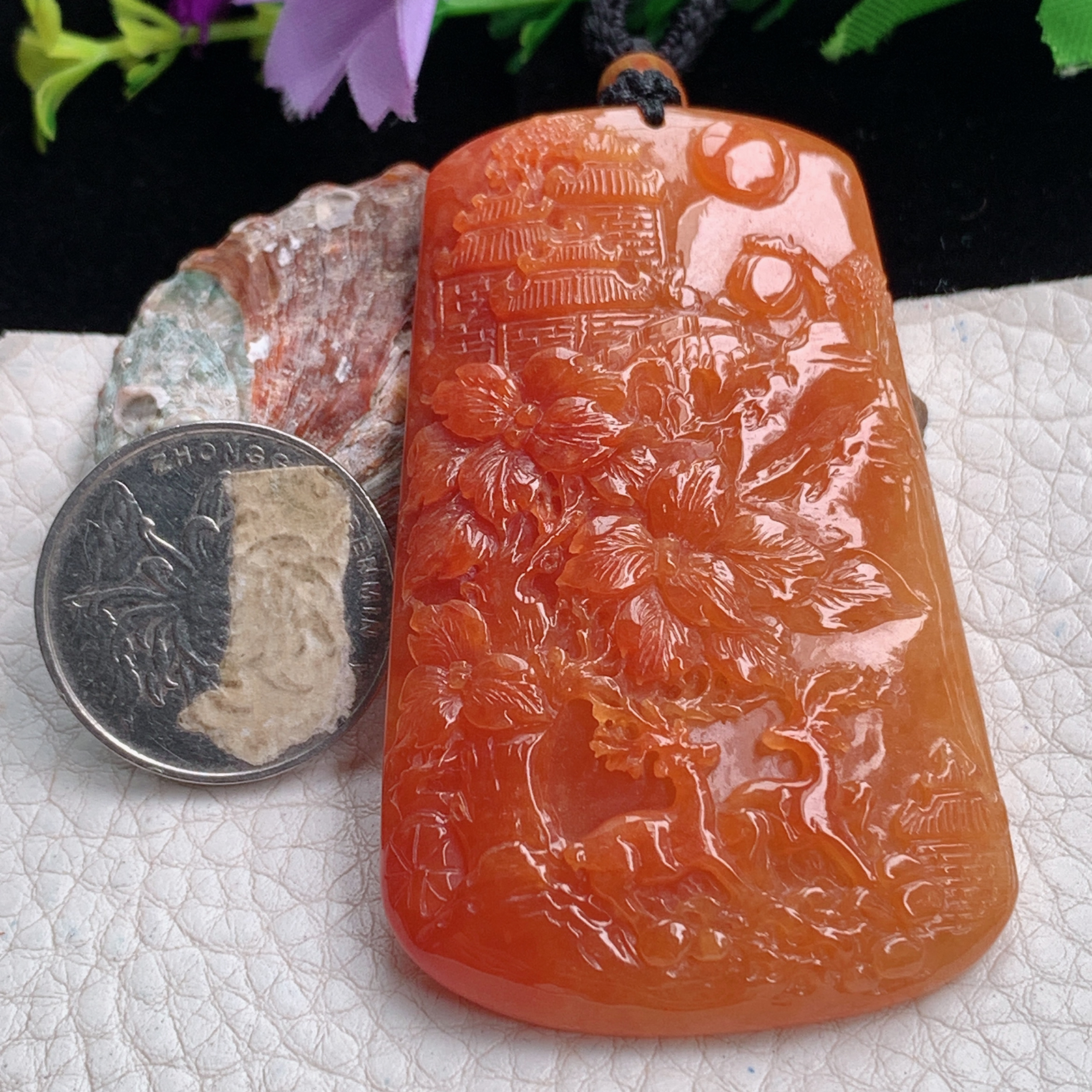 Csy实拍66.8*41*8缅甸翡翠红翡福禄祥瑞吊坠 红红火火玉坠